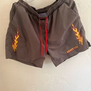 Gray Men's Shorts with Flame Design